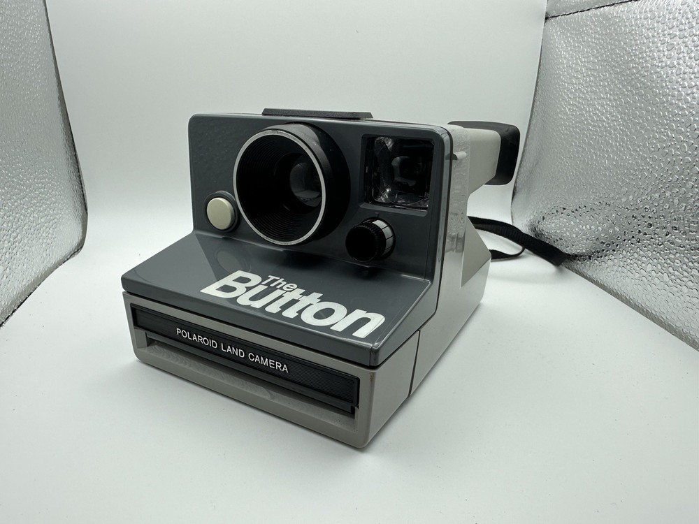 Vintage Polaroid Land Camera “The Button”, Strap, Case, Flash Bar “Untested”
