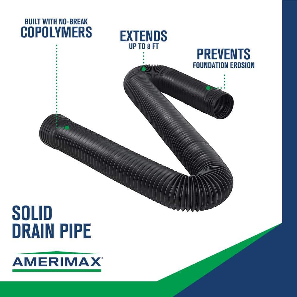 FLEX Drain 4 in. x 8 ft. Black Copolymer Solid Drain Pipe Easily expands