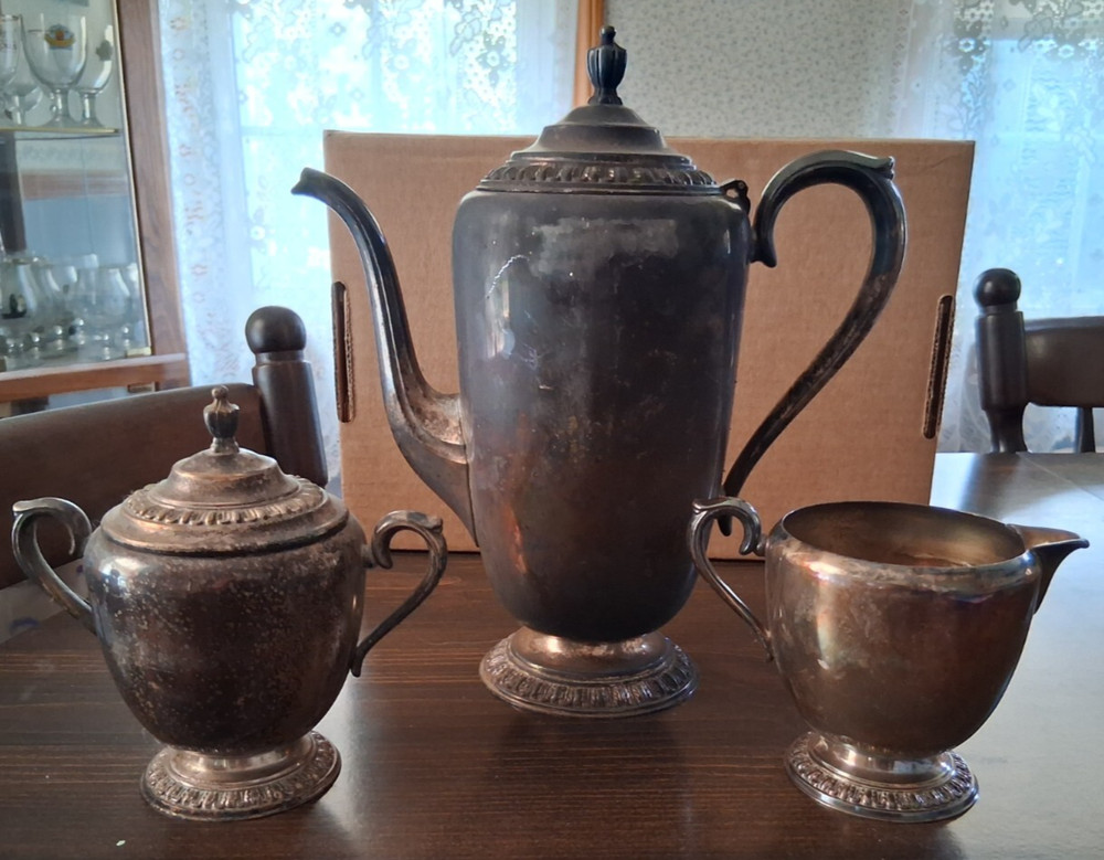 3 Piece Set Vintage Silver Plated "Fenwick" Wm William Rogers Tea Coffee Service