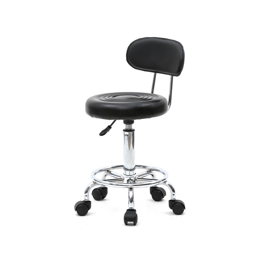 Adjustable Hydraulic Rolling Swivel Salon Stool Chair with Wheels and Backrest
