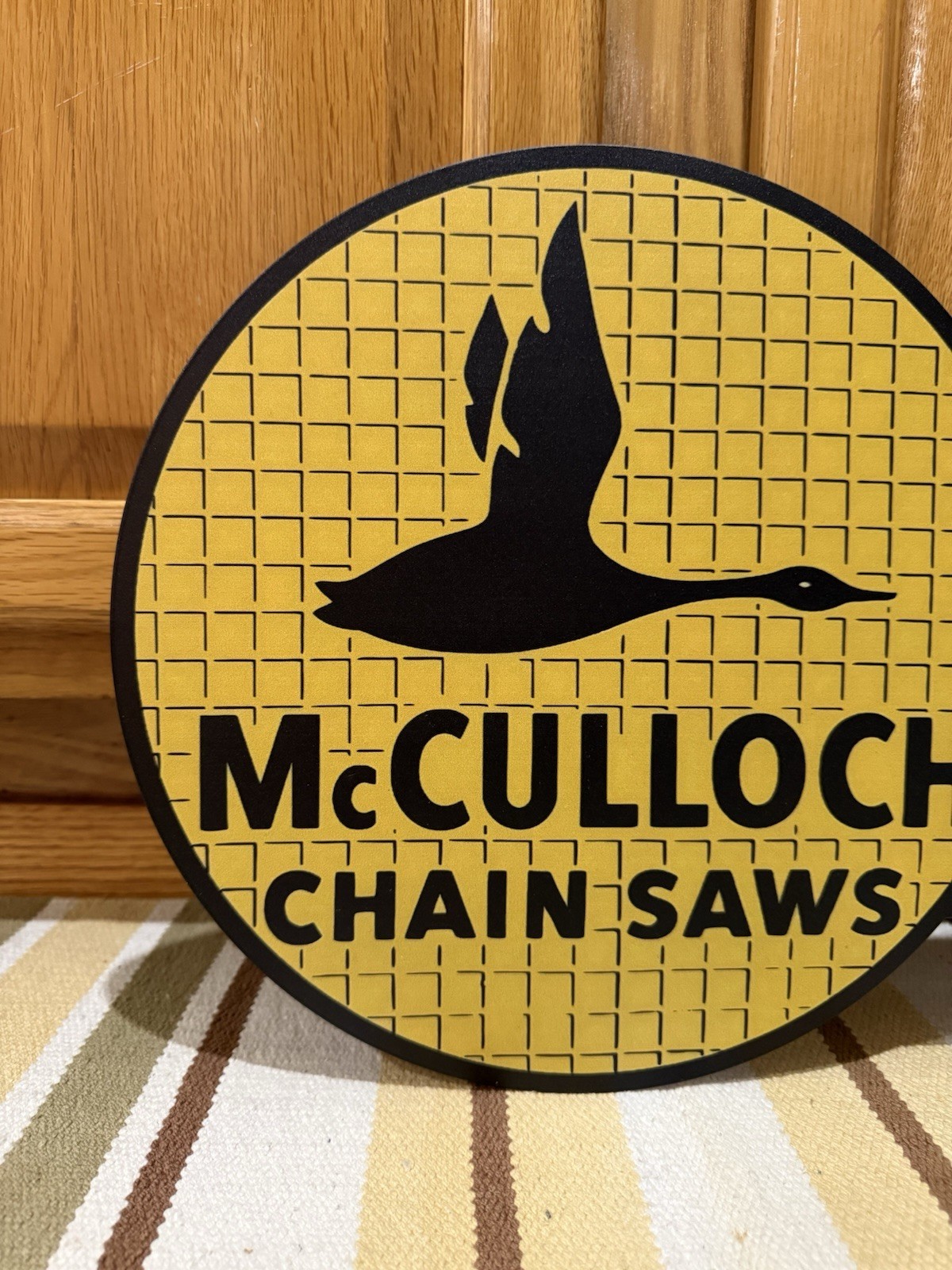 McCulloch Chain Saw Flange Sign Tree Double Sided Vintage Style Wall Decor