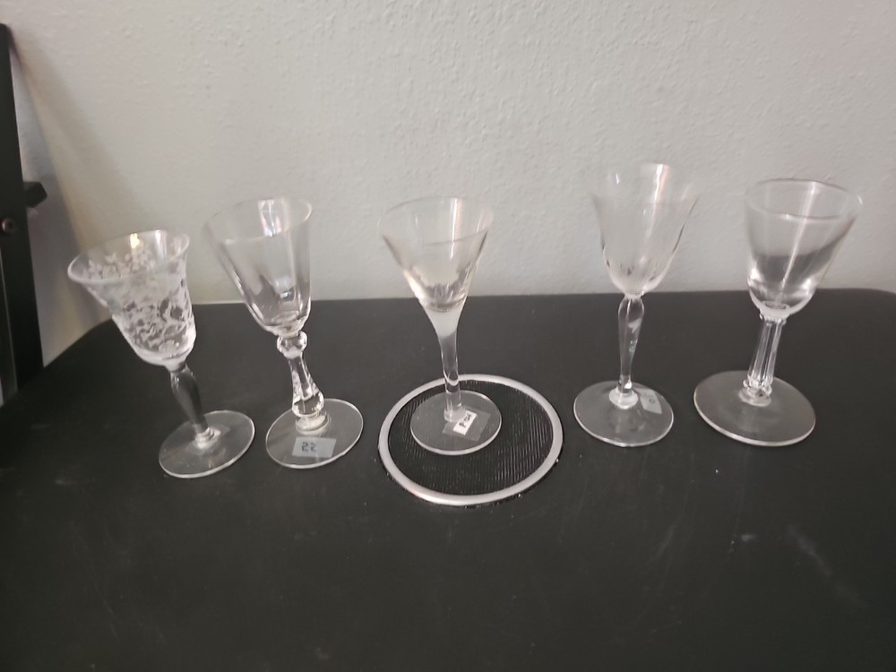Set of 5 Different Cordial Glasses