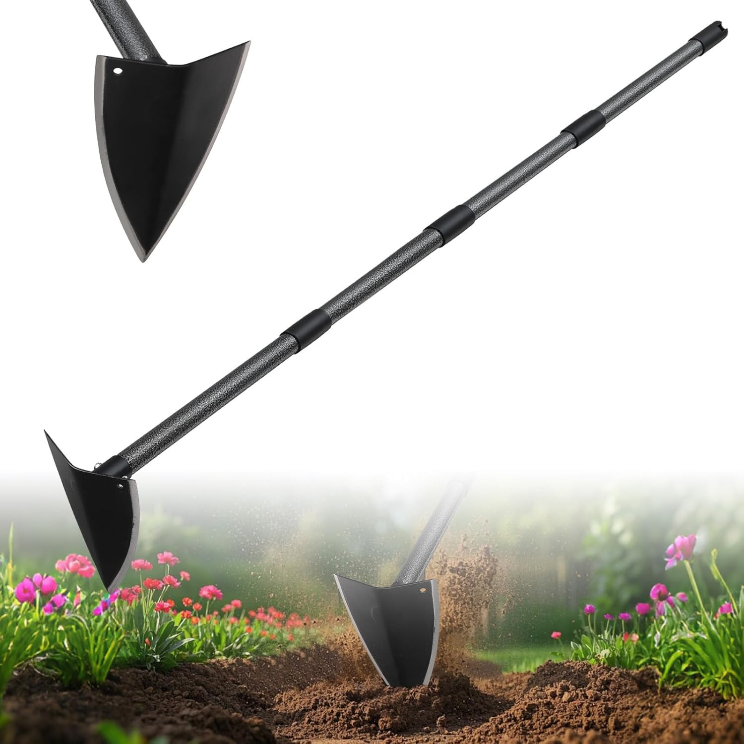 Hoe Garden Tool,Triangle Gardening Hoe with Sharp Blade for Digging,Weeding,Cutt