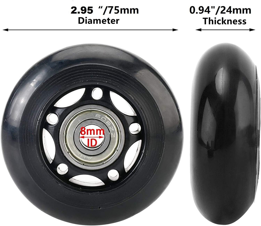 Luggage Wheels Replacement - Various Sizes - 1 Pair - with Bearings