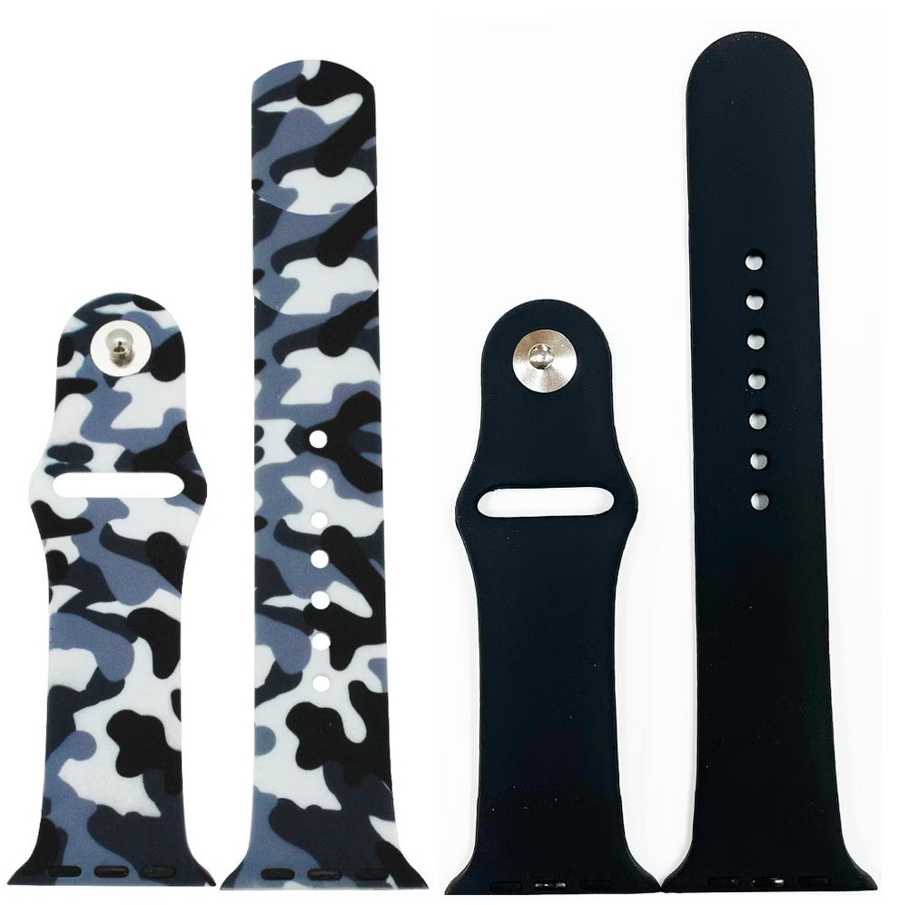 Grey Camo 2 Pack Printed and Solid Apple Watch Band 38MM