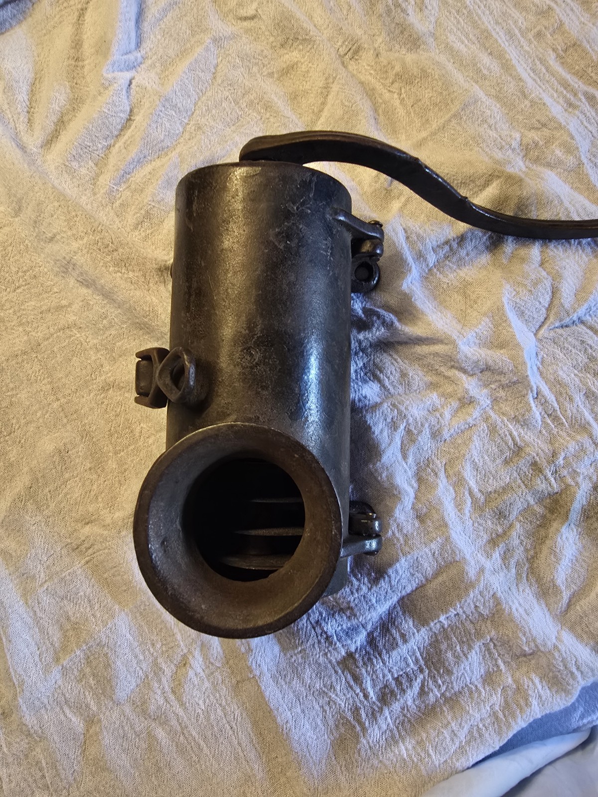 Primitive Cast Iron Tobacco Shredder Cutter Grinder Wood Handle Large