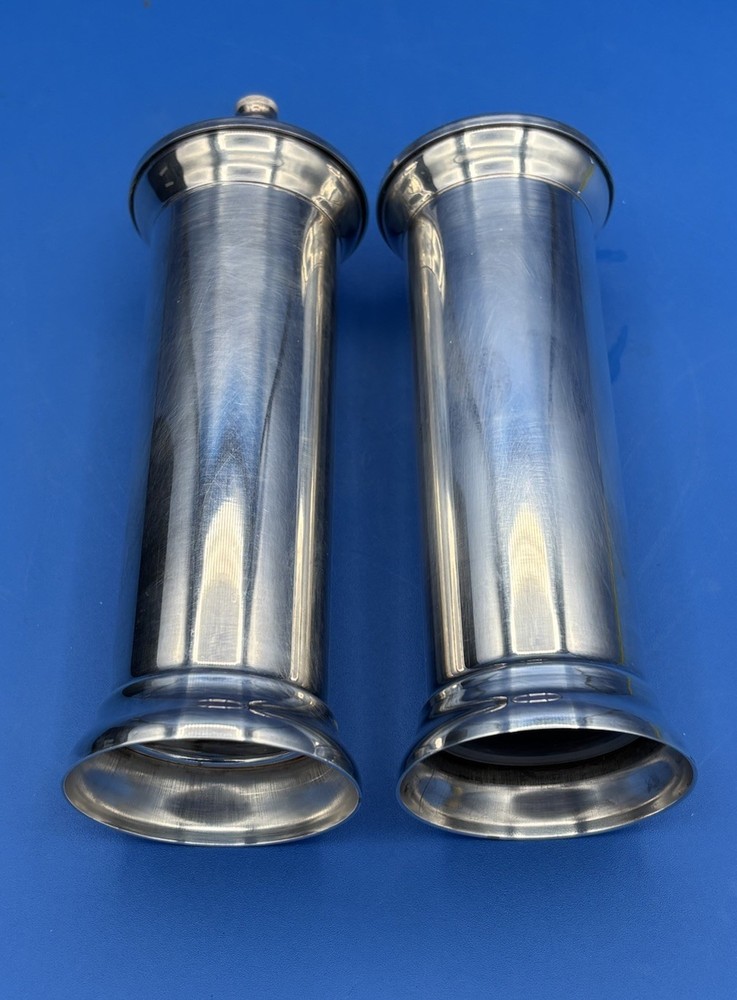 Vintage GARANTITO ACCIAIO Silver Plate Salt Shaker & Pepper Grinder Mill Set