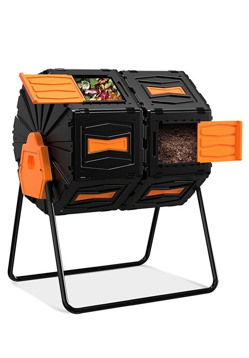 Efficient Outdoor Compost Bin, 45 Gallon/170 Liter Large Dual Chamber Rotating