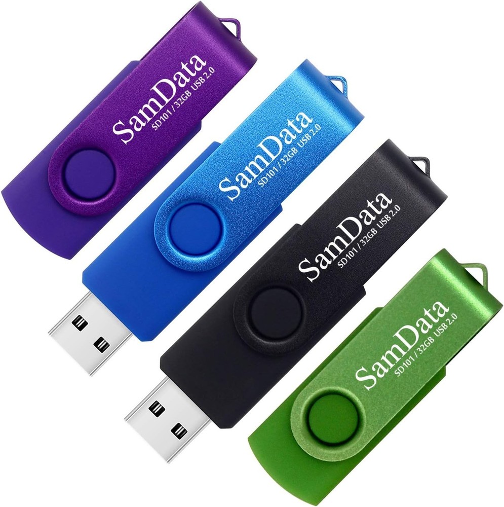 4-Pack 32GB USB Memory Sticks with LED Indicator for Fast Data Backup & Transfer