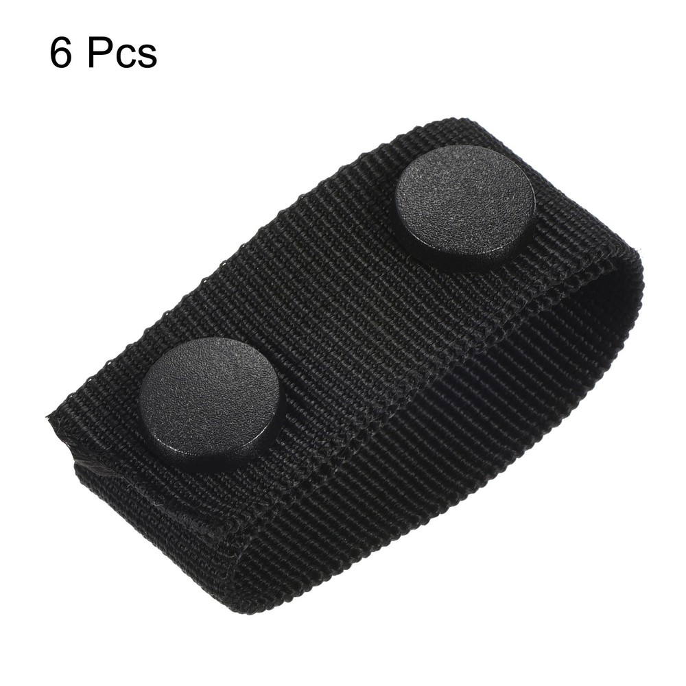 Belt Keeper 6Pack Nylon Webbing Loop with Double Snaps for 2-2¼" Belt Black