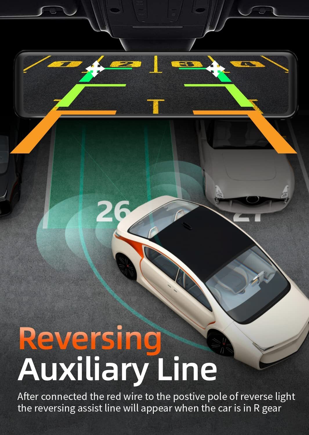 WOLFBOX 4K Mirror Dash Cam12'' Dual Dash Cameras Parking Monitoring 32GB SD