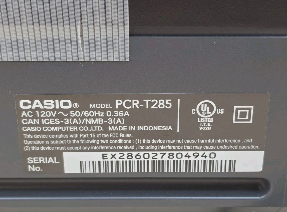 Casio PCR-T285 Electronic Cash Register w/Programming Keys