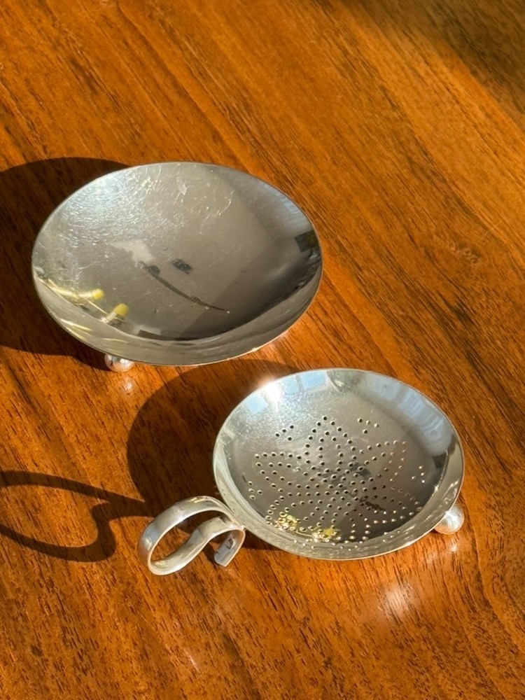 Vintage WMF Silver-Plated Tea Strainer with Drip Bowl – German Tableware