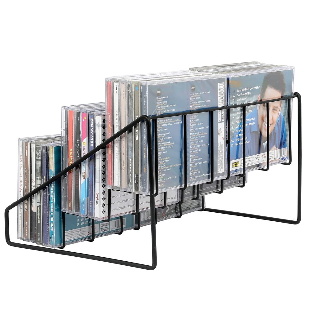 MyGift CD Display Stand, Rack Tower, 3-Tier DVD Stand 1 Rack, Black
