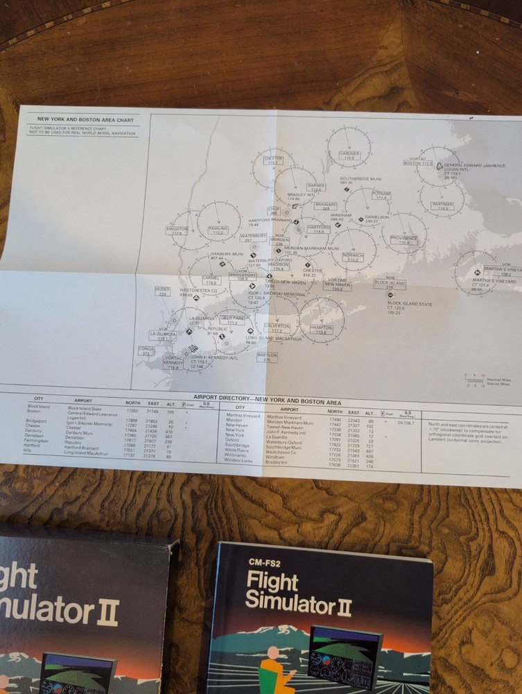 Flight Simulator II Commodore 64 C64 Complete Box Map Manual SubLOGIC 1984 B6