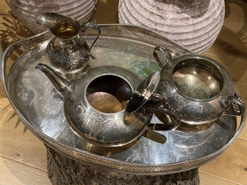 Antique Victorian Silver-Plated Tea Set