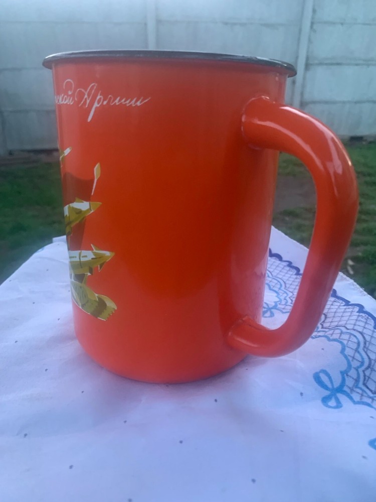 Large enameled mug specially made for Soviet Army Day.