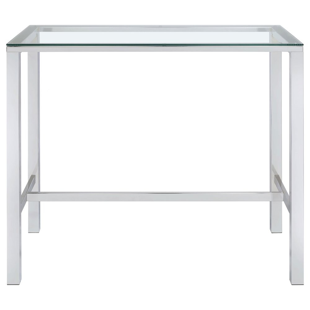 Tolbert Rectangular 47-inch Glass Top Pub Bar Table Chrome