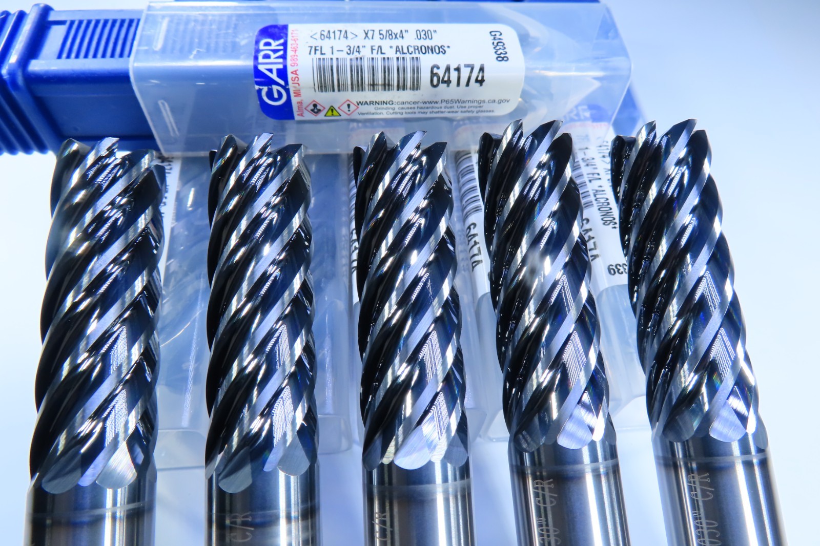 LOT ( 5 PCS ) NEW 5/8" GARR VX-7 SERIES 7 FLUTE ALCRONOS 64174 CARBIDE END MILL