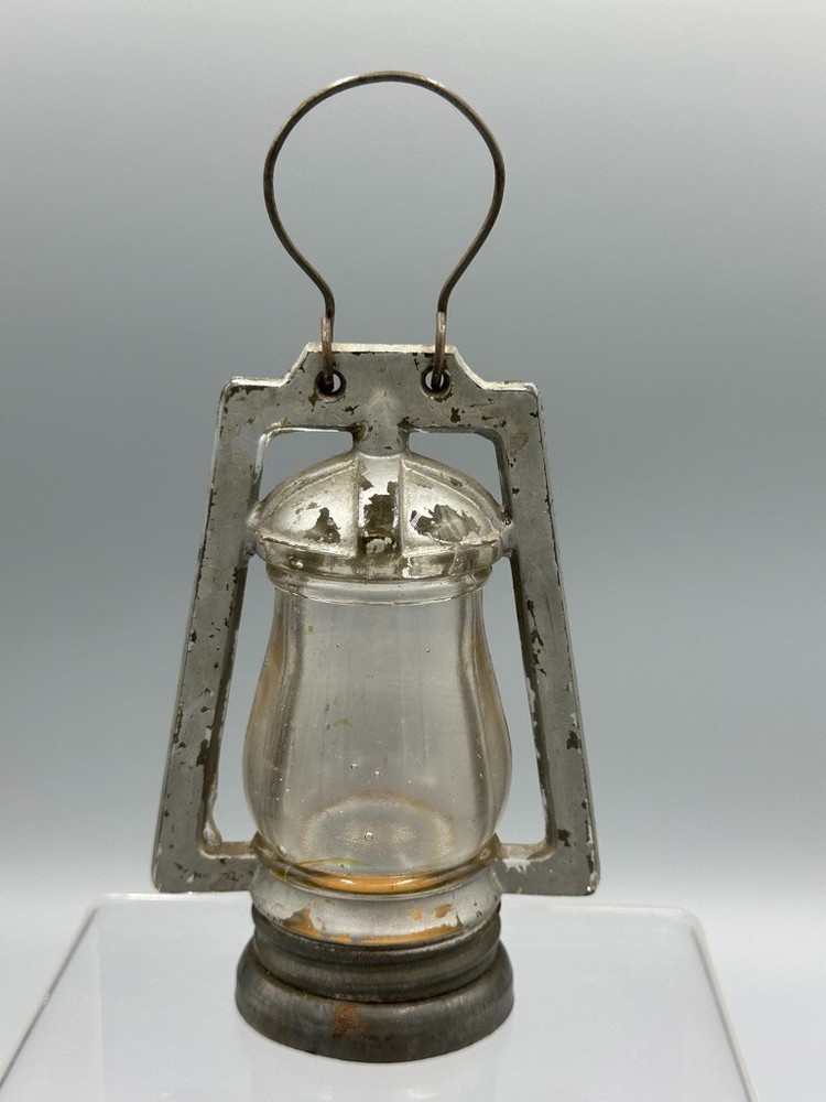c. 1910 Barn Type 1 LANTERN Glass with Silver Paint CANDY CONTAINER A&E 426