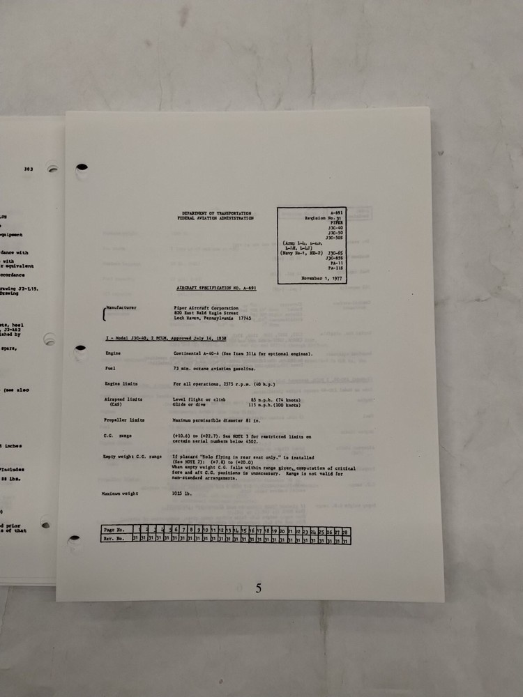 Piper Aircraft Type Specifications Manual-Copy