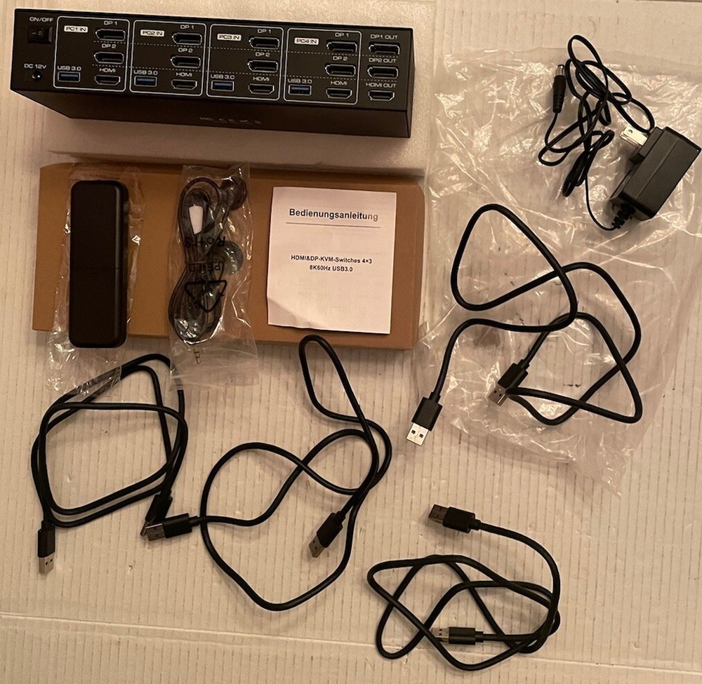 8K HDMI & DP KVM Switch 4x3 60Hz USB 3.0