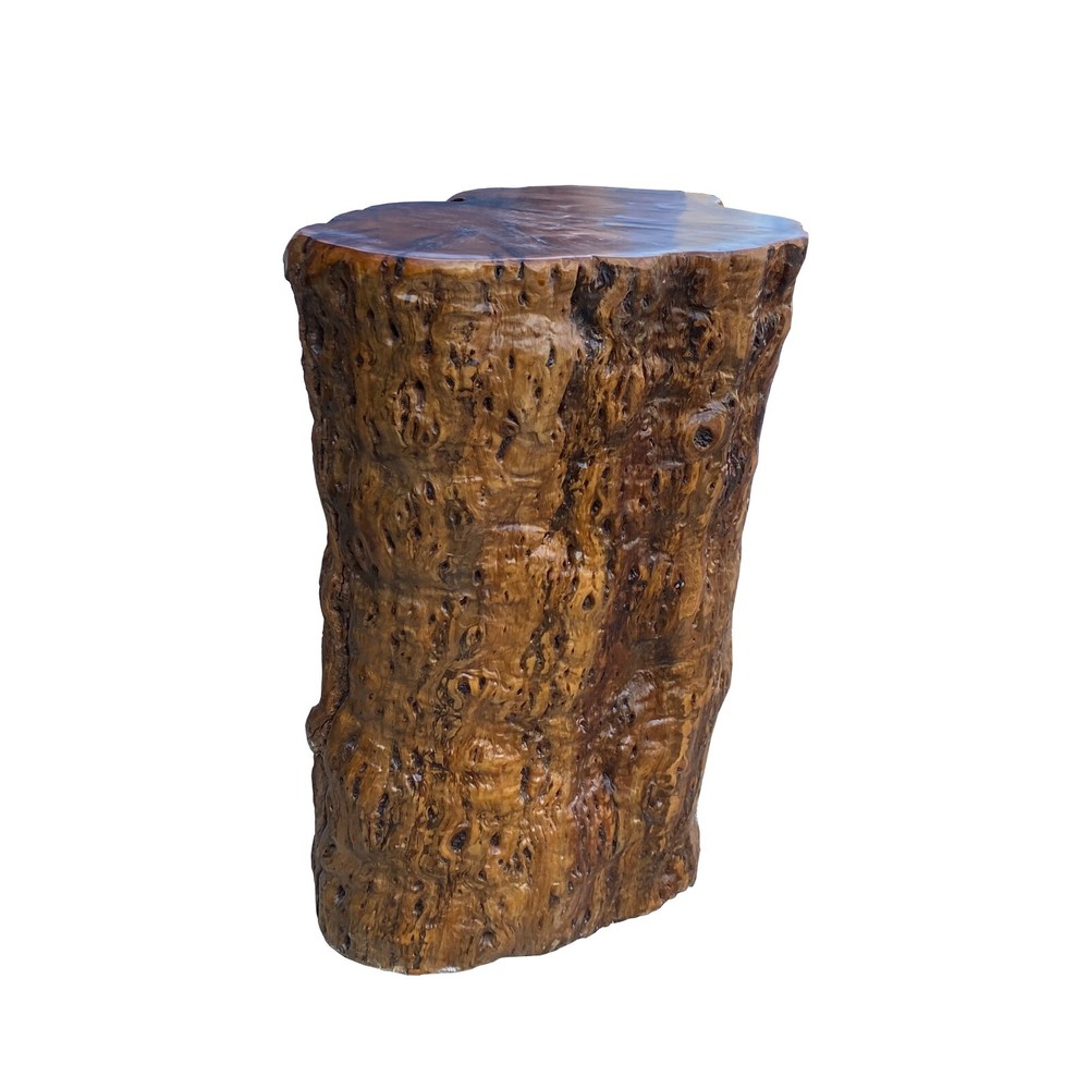 Raw Wood Rough Grain Finish Irregular Shape Short Stool Table cs7537