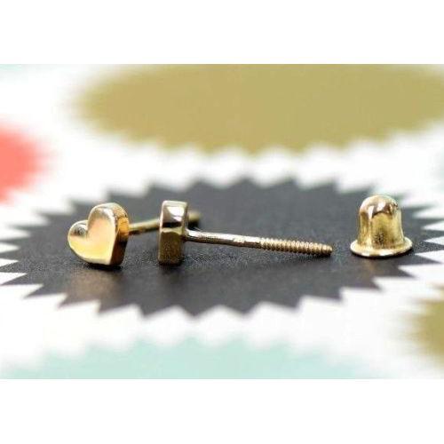 14K Solid White Yellow Gold Heart Shape Stud Earrings