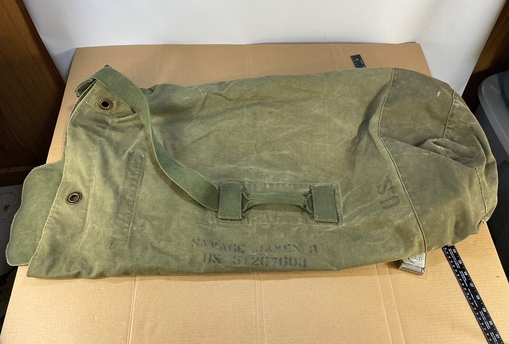 Vintage 40s 50s USMC WWII Korean War Army Military Duffle Bag Marine Uniform