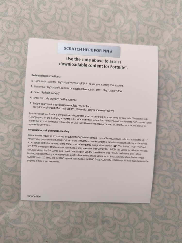 Fortnite Cobalt Star Bundle + 1000 V-Bucks PS5 Code
