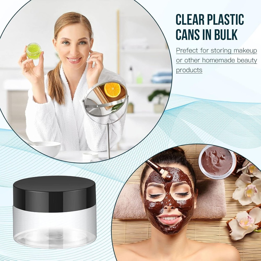 150 Pcs Plastic Container Jars with Lids Round Cosmetic Jars Empty Plastic Ja...