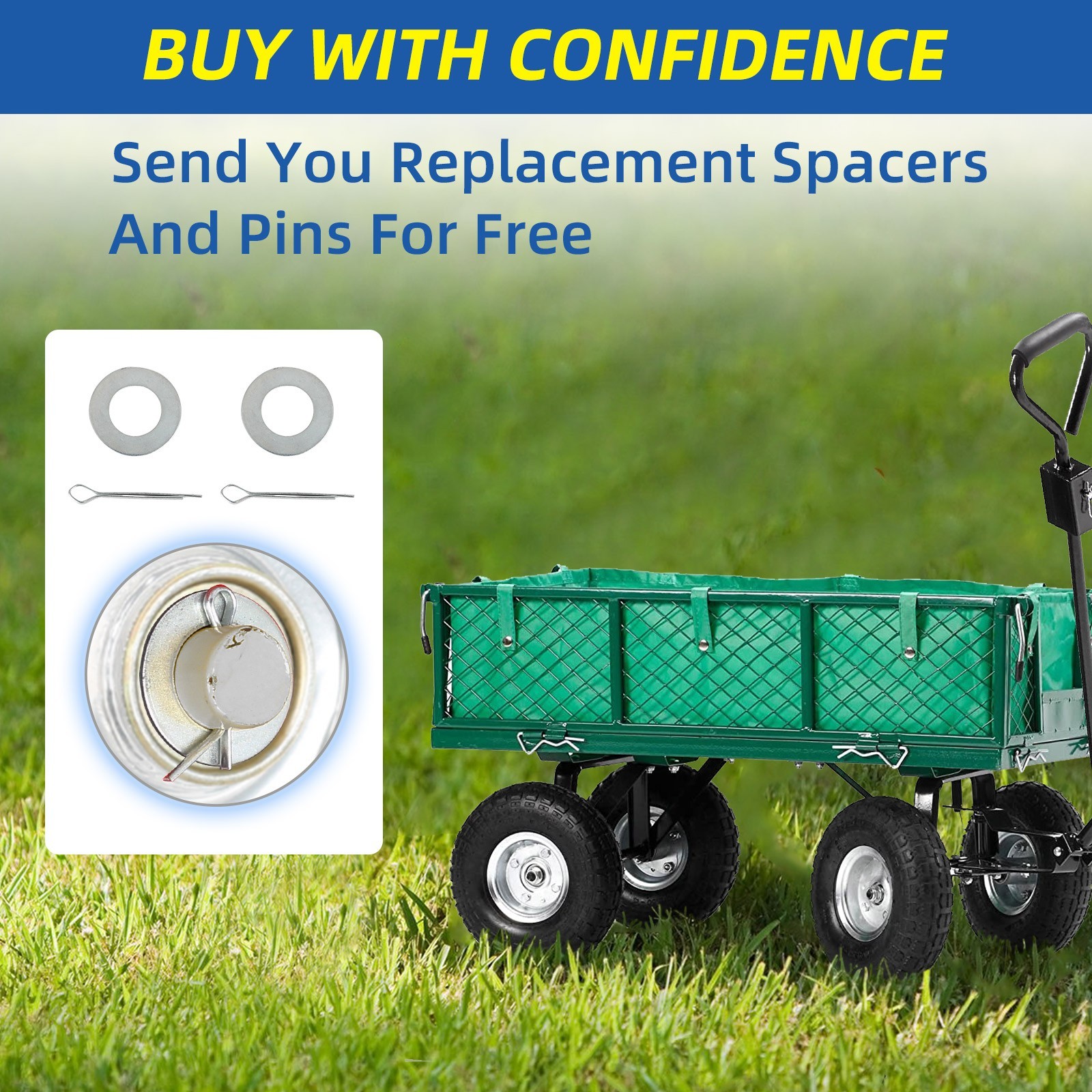 2 Pack 4.10/3.50-4 Flat Free Tire & Wheel for Garden Wagon Hand Truck Trolley