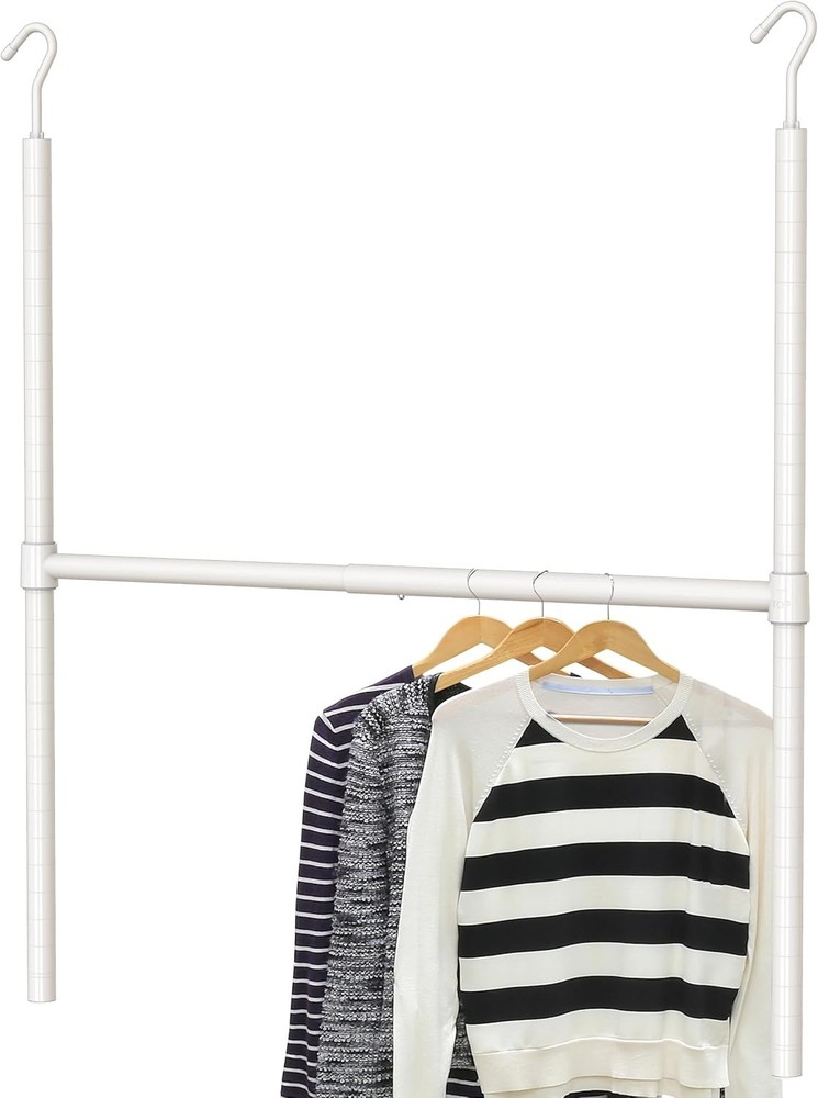 Adjustable Closet Hanging Rod, White