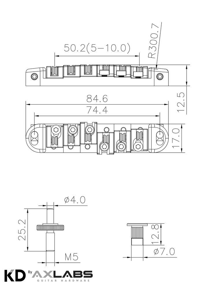 KD By AxLabs Roller Bridge For TOM Replacement - Satin Chrome