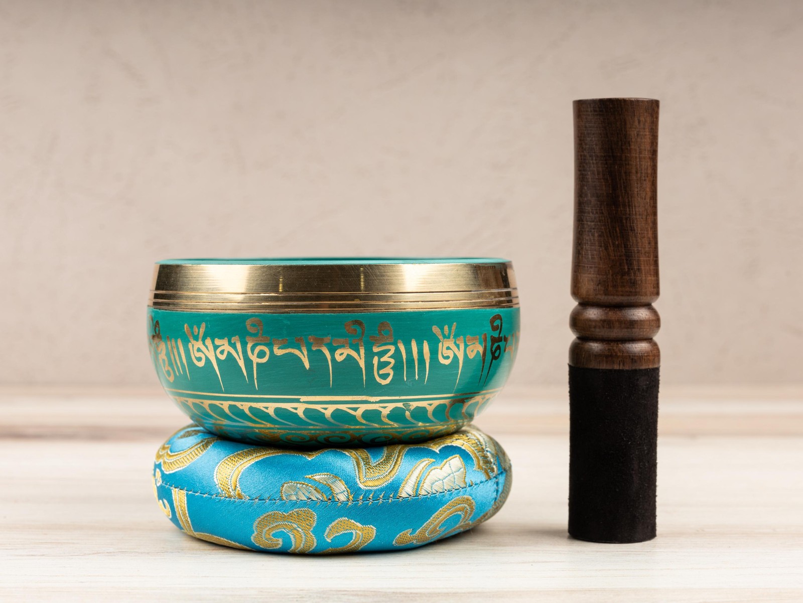 Tibetan Singing Bowl Turquoise Set, Made in Nepal, Sound Bowl, Chakra Healing