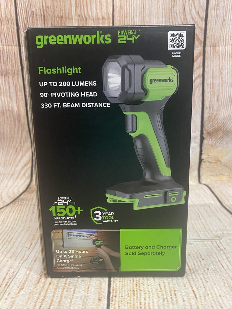 Greenworks 24V Max 200 Lumens Work Light Handheld Flashlight, Tool Only