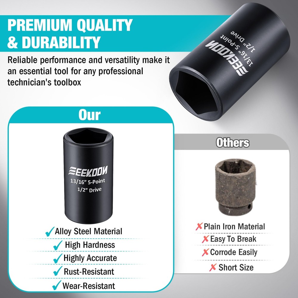 Penta Socket Tool for Pentagon Curb Boxes - 5 Point Socket Wrench Key 1/2" Dr...