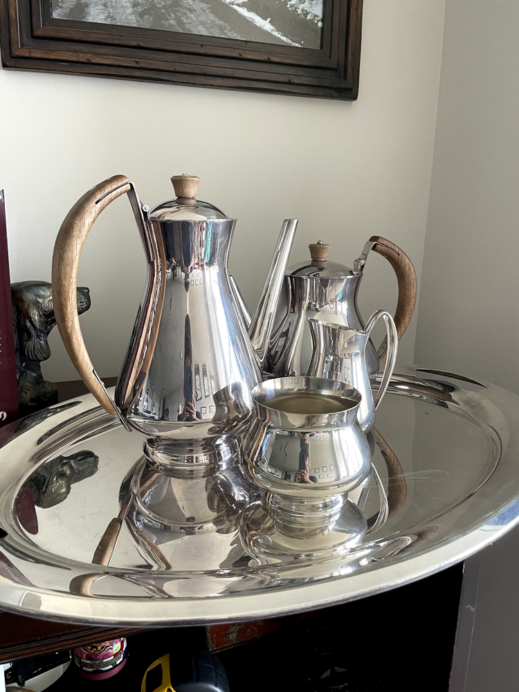 Gorham Silverplate MID CENTURY MODERN MCM 5 pc coffee tea set w/ TWO Coffee Pots