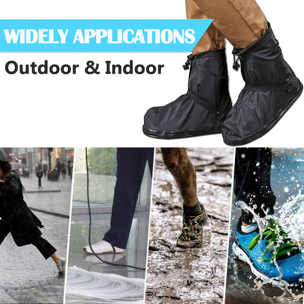 Reusable Rain Shoe Covers Waterproof Zipper Overshoes Boots Anti-Slip Protector
