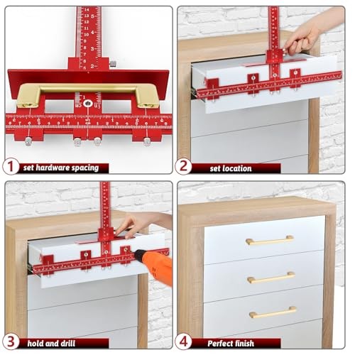 Cabinet Hardware Handle Jig,True Position Cabinet Installation Tools with Red