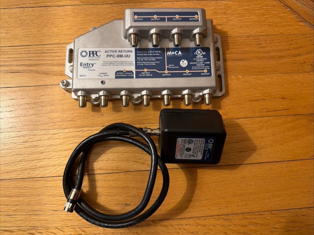 PPC Entry Series Active Return 9-Port MOCA Amplifier-PPC-9M-UU-Power Adapter