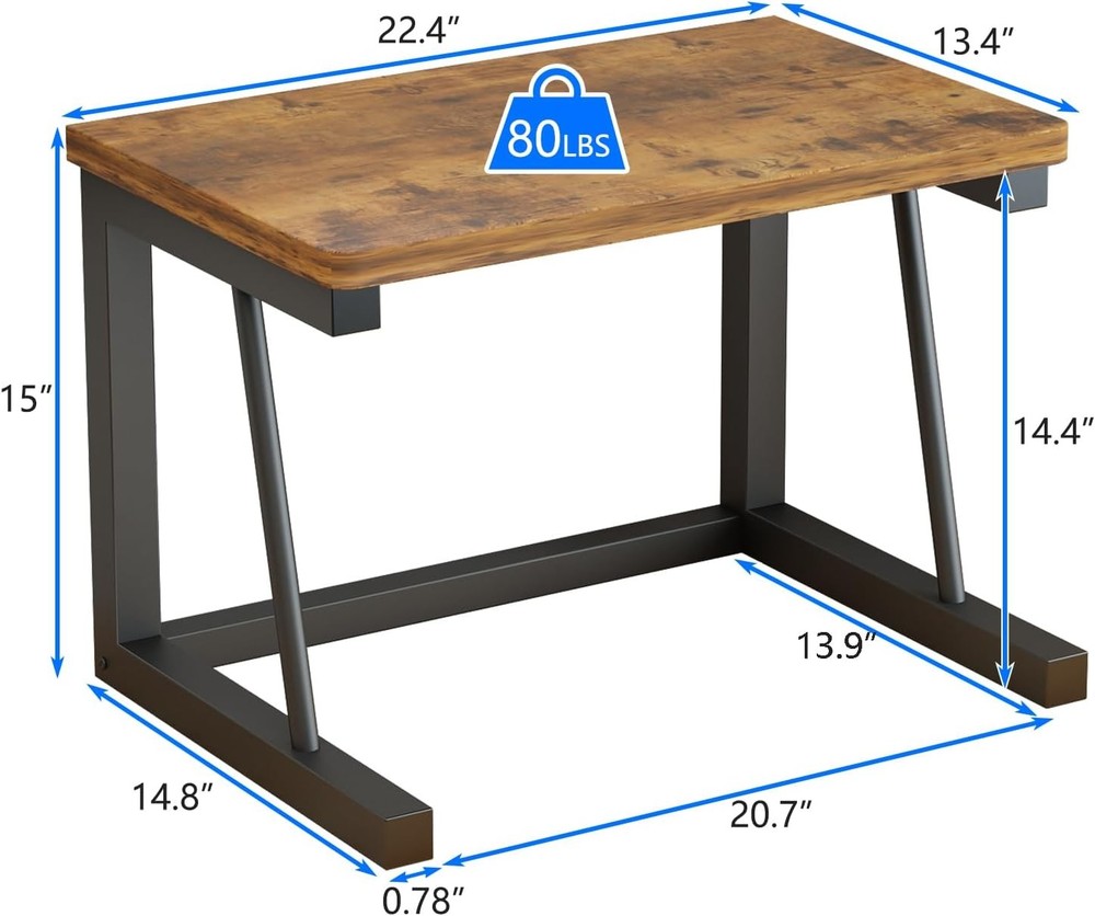 Desktop Printer Stand 2-Tier Wood Rustic Printer Shelf 3D & Laser Printer