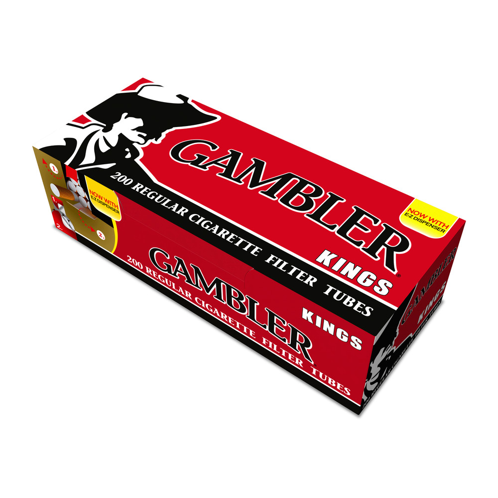 Gambler Tubes - King Size Regular Cigarette Filter Tubes (200 Per Box) 5 Boxes