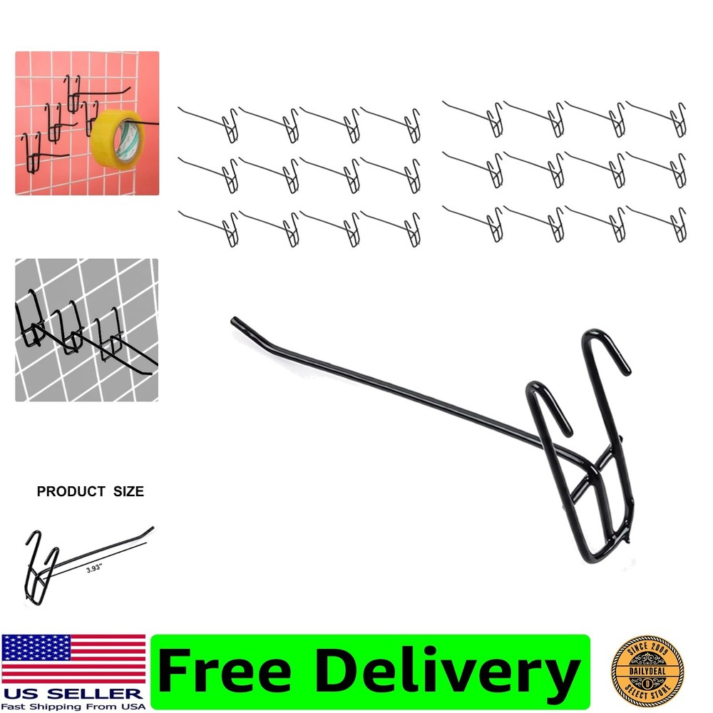 4 Inch Gridwall Hooks, 25 Pack Black Multifunctional Display Hangers, Wall Mo...