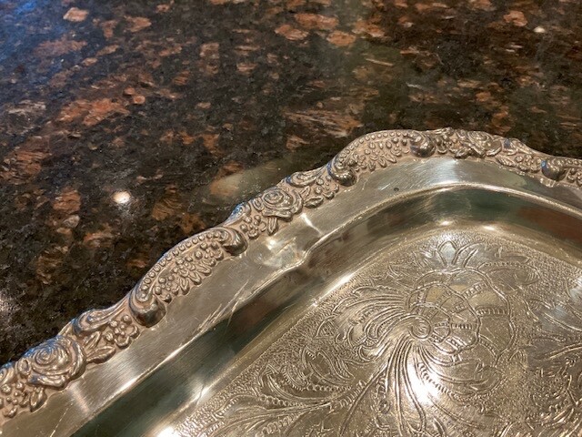 Vintage Oneida Du Maurier Silverplated Handled Serving Tray 24X14