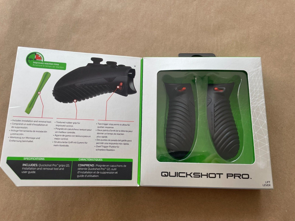 Bionik Quickshot Pro for Xbox One: Custom Grip and Dual Trigger Locks-Open Box