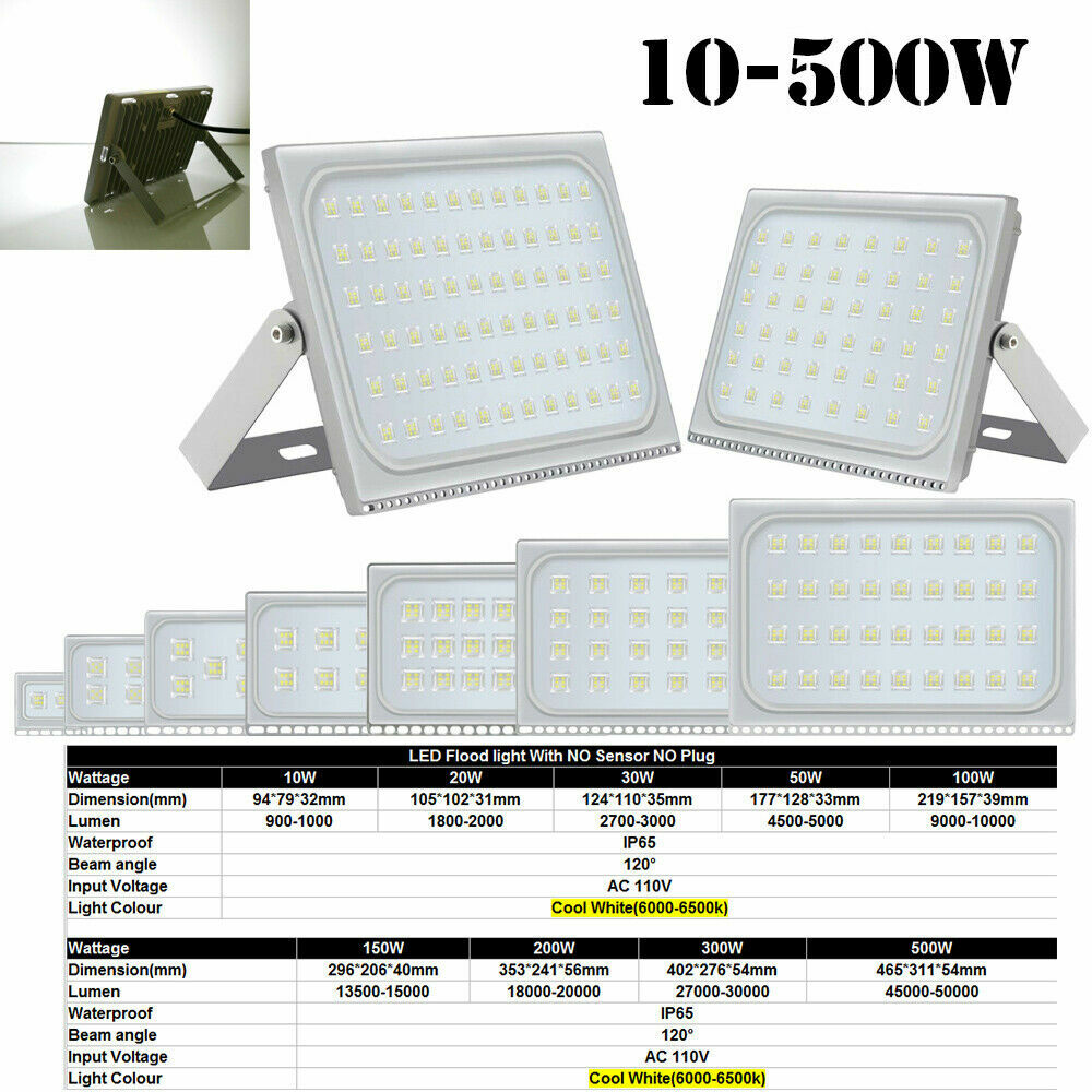 500W 300W 200W 150W 100W 50W 30W 20W 10W LED Flood Lights Outdoor Garden Lamp