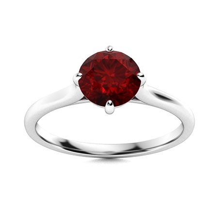 925 Sterling Silver Solitaire 6MM Round Shape Red Garnet Gemstone Stackable Ring