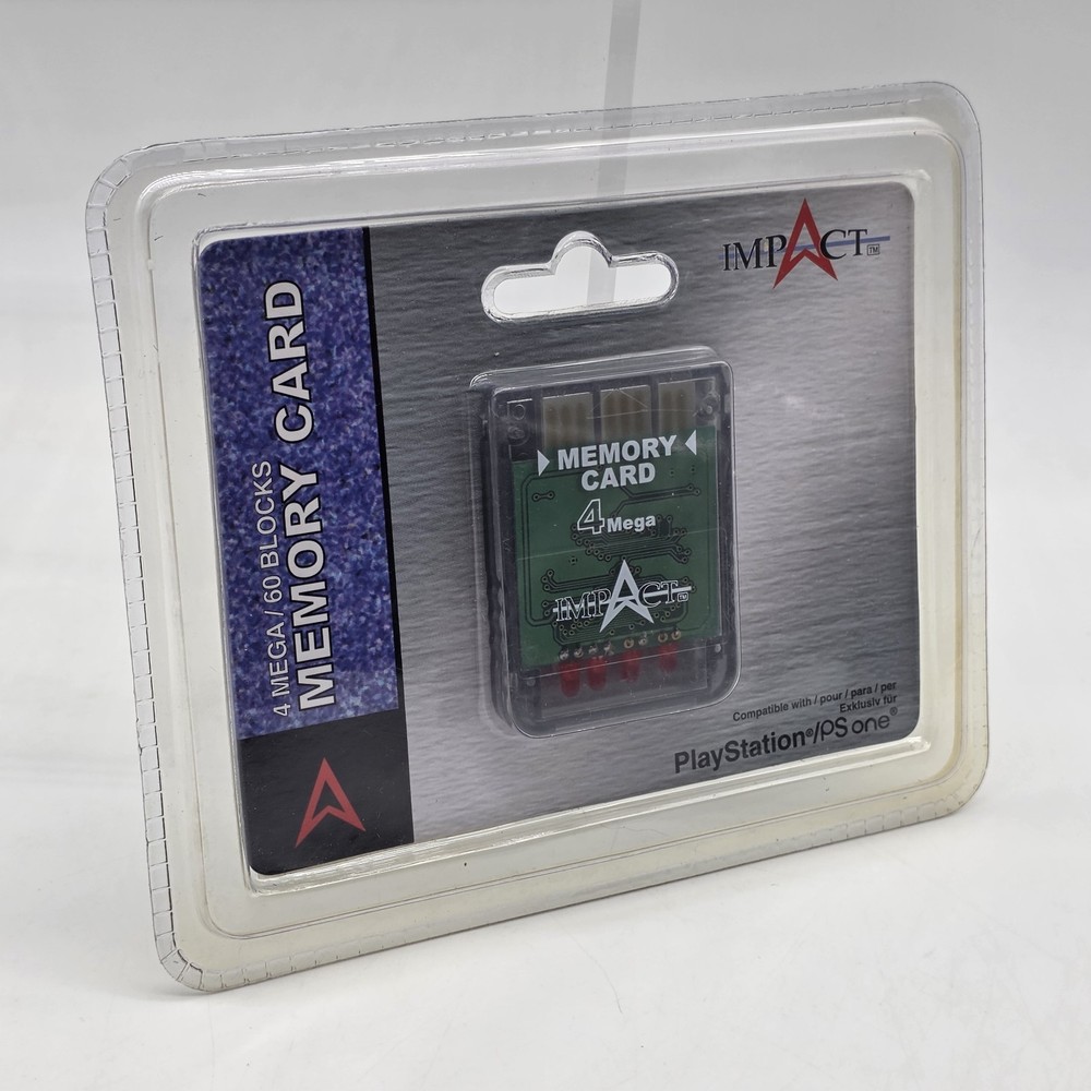 4 Mega Memory Card For PlayStation Digital Display Third Party Impact NIP Gray