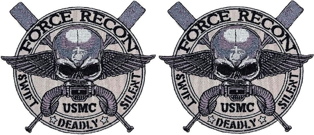 FORCE RECON MILITARY MARINES SWIFT DEADLY SILENT PATCH - 2PC HOOK BACKING 3.5"